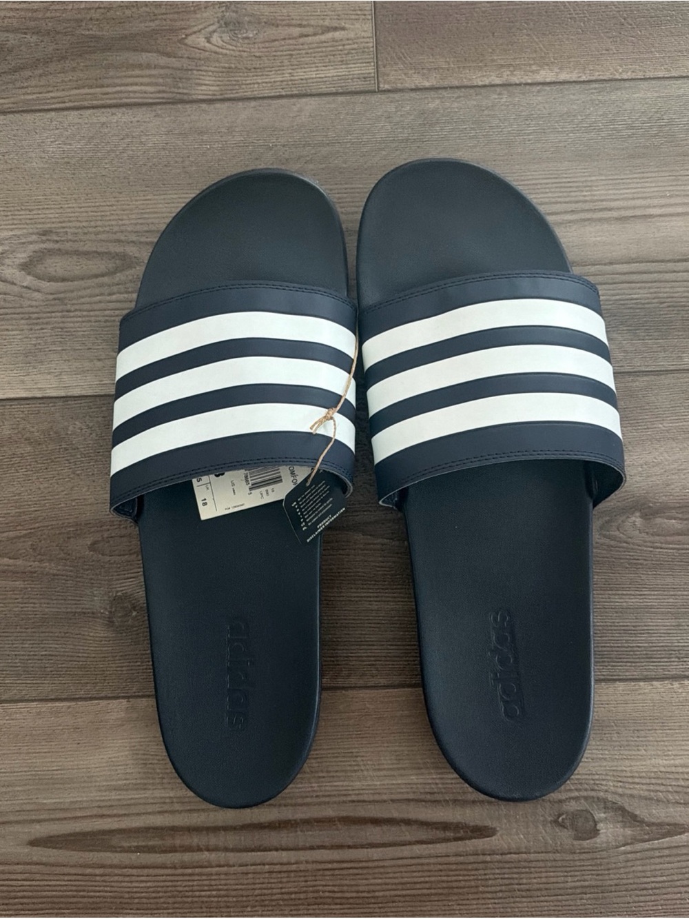 adidas Slide Sandals in Navy and White